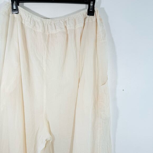 Free People Intimately Cream Lightweight Semisheer Wide Leg Lounge Pants Medium - Picture 10 of 14